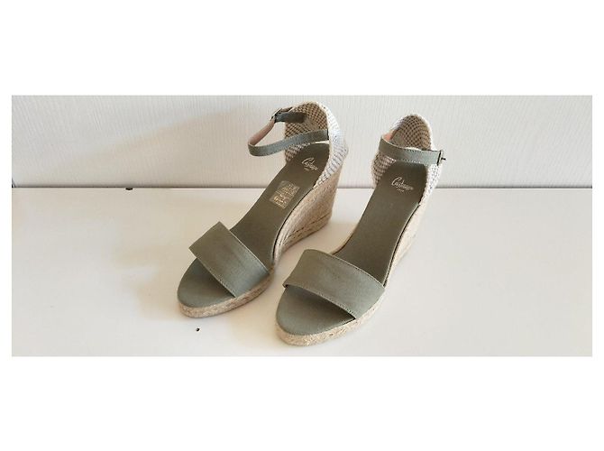 Espadrillas con zeppa Castaner taglia 40. Beige Verde - vista 6