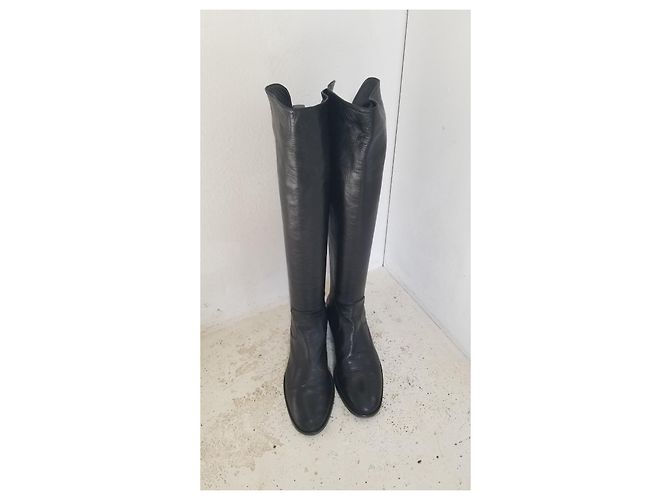 Autre Marque Botas overknee VIBRAM de cuero negro - vista 2
