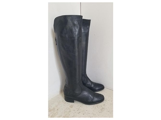 Autre Marque Botas overknee VIBRAM de cuero negro - vista 3