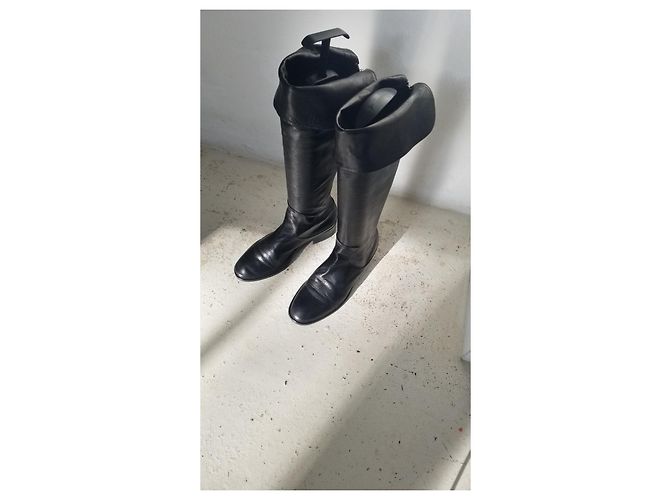 Autre Marque Botas overknee VIBRAM de cuero negro - vista 4
