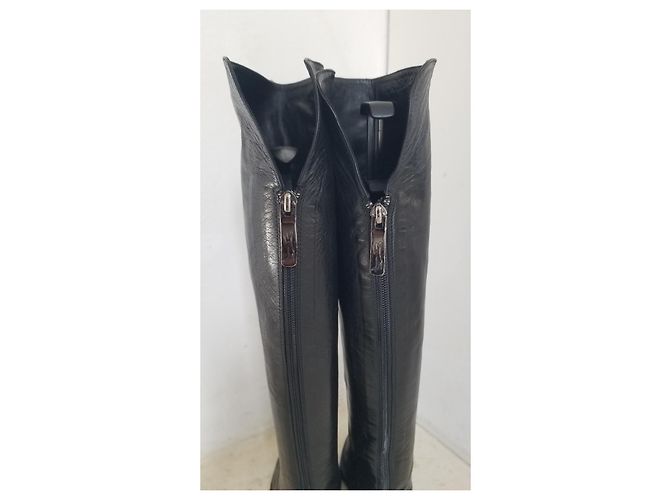 Autre Marque Botas overknee VIBRAM de cuero negro - vista 5
