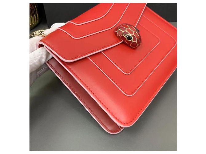 Bulgari Borsa piccola Bvlgari Snake-Head rossa in pelle Rosso - vista 3