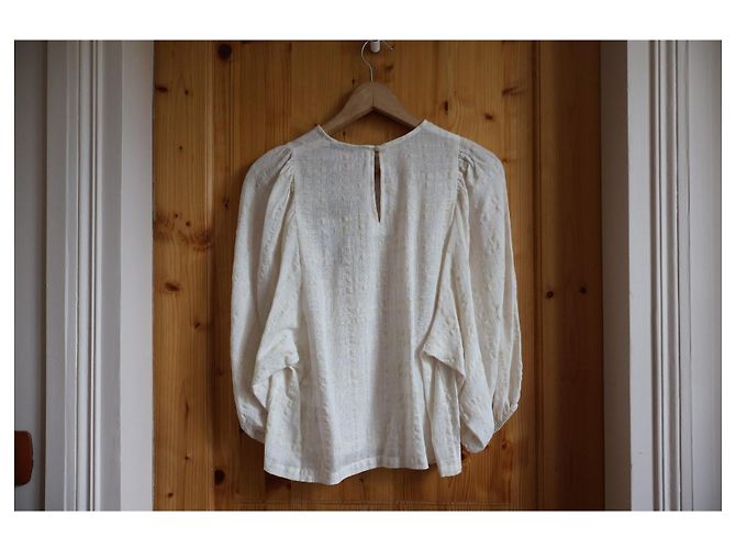 Blusa La Fée Maraboutée Crema Algodón Viscosa Crudo - vista 3