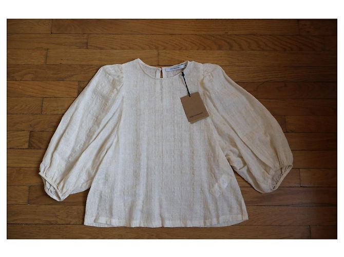 Blusa La Fée Maraboutée Crema Algodón Viscosa Crudo - vista 4