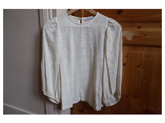 Blusa La Fée Maraboutée Crema Algodón Viscosa Crudo - vista 6