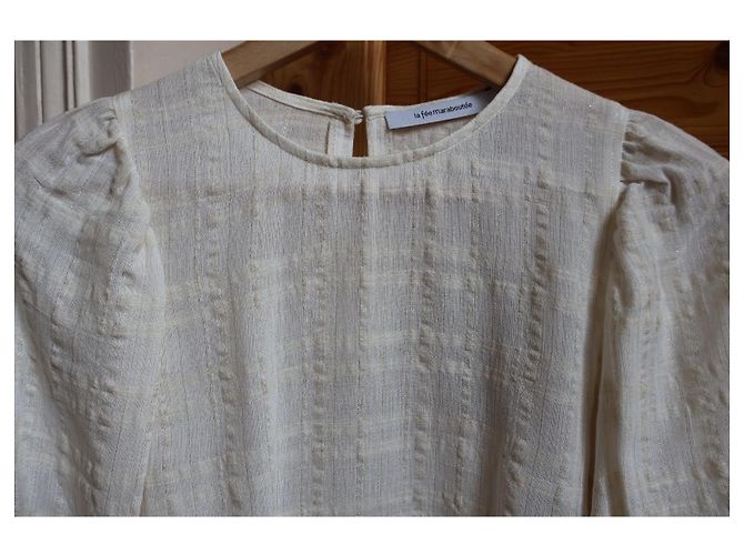 Blusa La Fée Maraboutée Crema Algodón Viscosa Crudo - vista 7