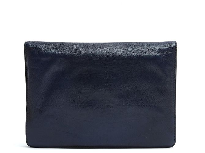 Diamond Clutch Busta Céline 1985s Pelle Blu Navy Clutch Diamante Céline - vista 3