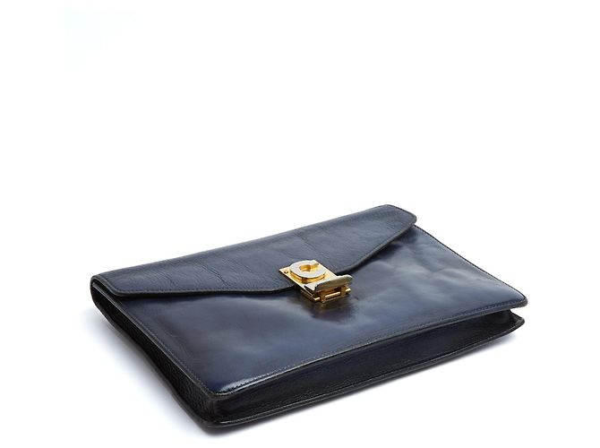 Diamond Clutch Busta Céline 1985s Pelle Blu Navy Clutch Diamante Céline - vista 5