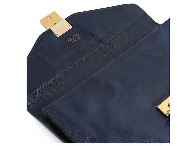 Diamond Clutch Busta Céline 1985s Pelle Blu Navy Clutch Diamante Céline - vista 6