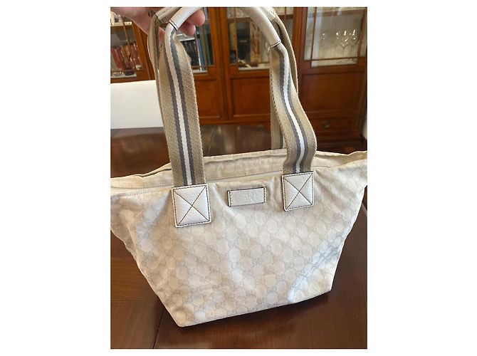 Sac Cabas Gucci Cherry Line en Toile Beige - vue 3