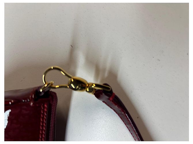Borsa Saddle Christian Dior in pelle verniciata rossa Bordò - vista 10