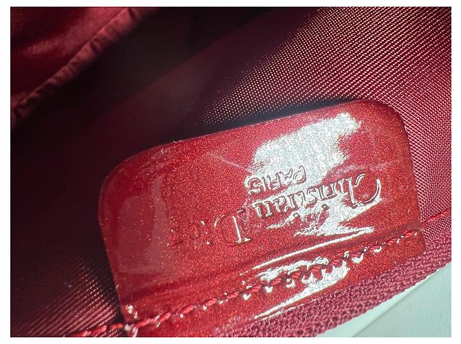 Borsa Saddle Christian Dior in pelle verniciata rossa Bordò - vista 14