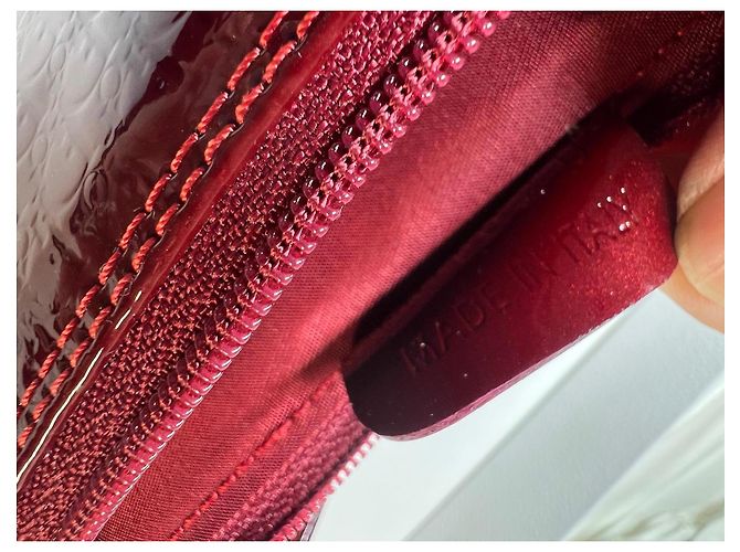 Borsa Saddle Christian Dior in pelle verniciata rossa Bordò - vista 15