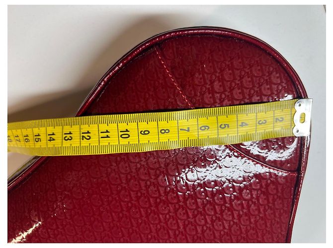 Borsa Saddle Christian Dior in pelle verniciata rossa Bordò - vista 17