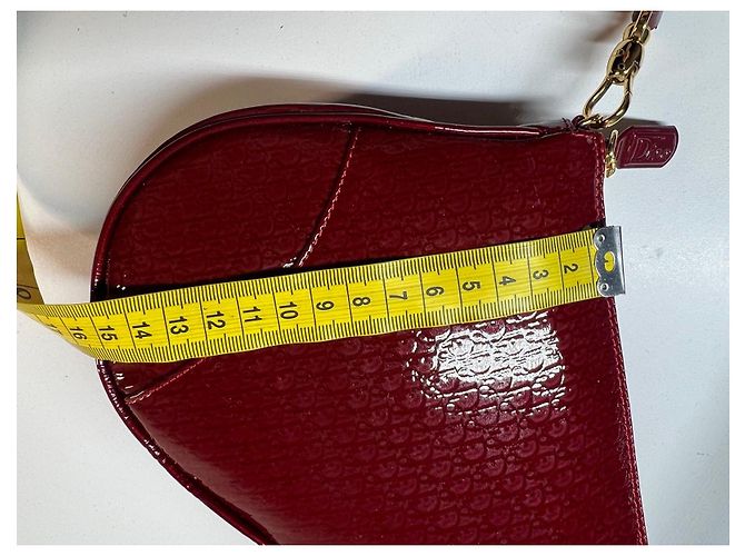 Borsa Saddle Christian Dior in pelle verniciata rossa Bordò - vista 19