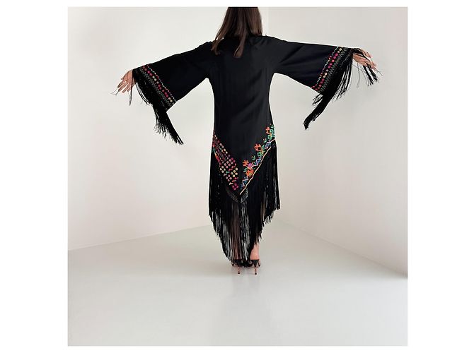 Autre Marque Kimono de seda Anjuna negro - vista 2