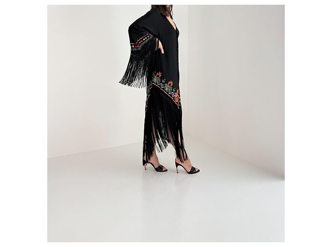 Autre Marque Kimono de seda Anjuna negro - vista 3