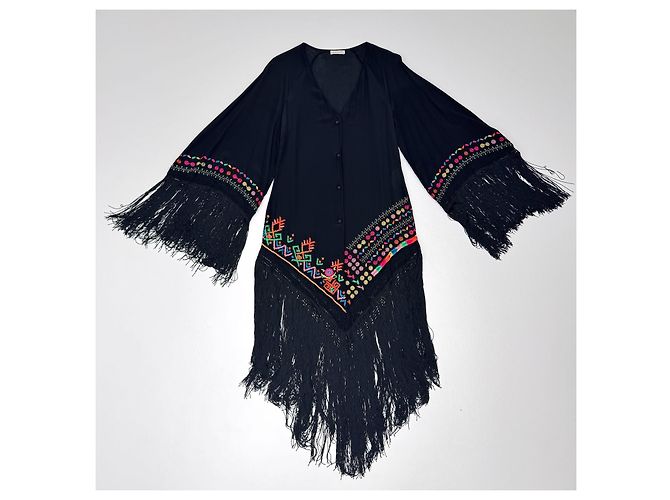 Autre Marque Kimono de seda Anjuna negro - vista 7