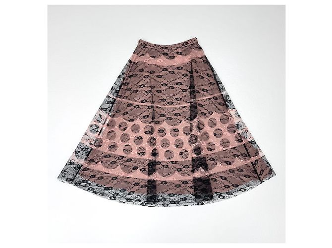 Falda de encaje Red Valentino negra y rosa pálido Negro Beige - vista 4