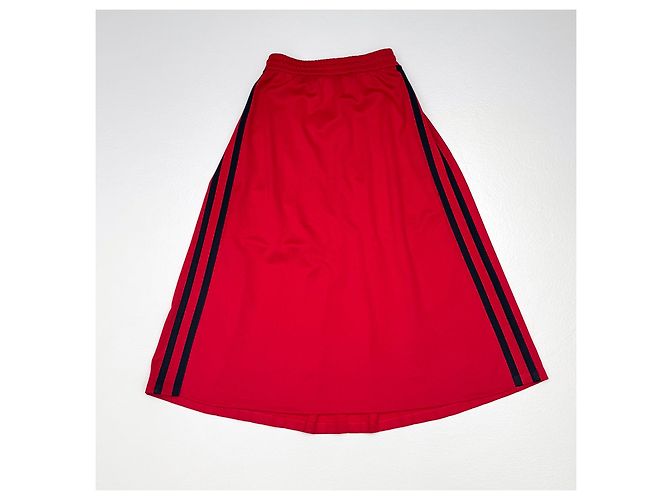 Falda plisada Gucci roja con rayas laterales azul marino - vista 4