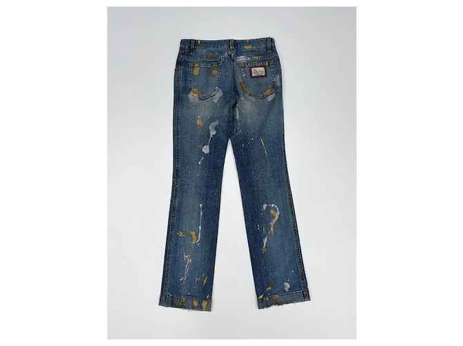 Dolce & Gabbana Vaqueros Rectos con Salpicaduras de Pintura Azules Multicolor - vista 3