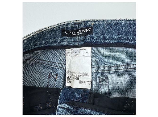 Dolce & Gabbana Vaqueros Rectos con Salpicaduras de Pintura Azules Multicolor - vista 7