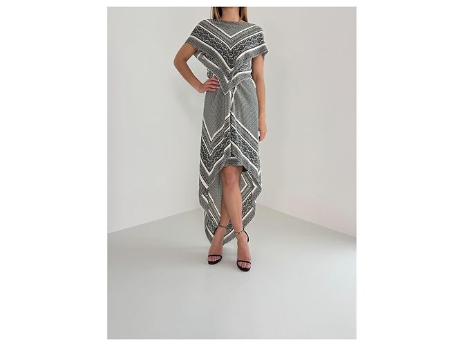 Abito Etro in seta con motivo geometrico bianco e nero - vista 2