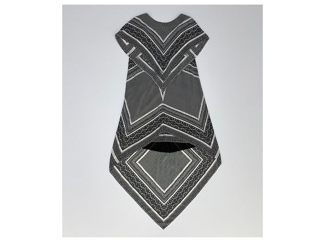 Abito Etro in seta con motivo geometrico bianco e nero - vista 3