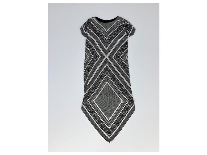 Abito Etro in seta con motivo geometrico bianco e nero - vista 4