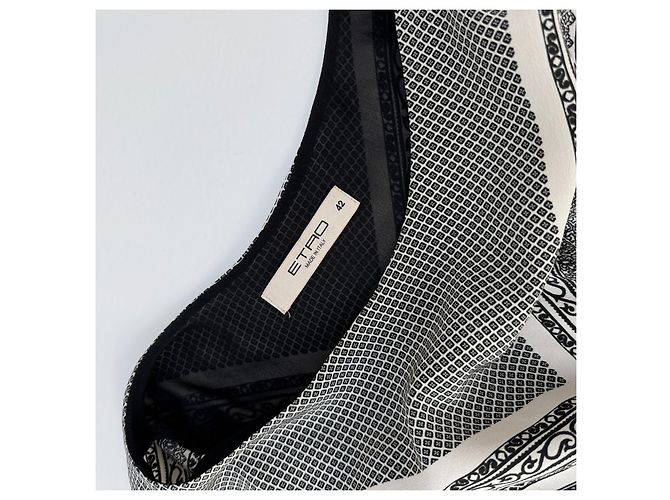 Abito Etro in seta con motivo geometrico bianco e nero - vista 7