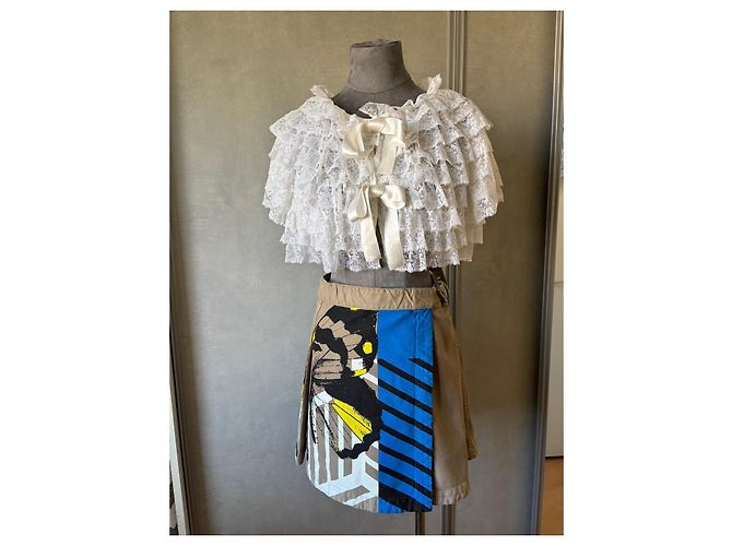 Gonna corta Christian Dior Nero Bianco Blu Beige Giallo - vista 13