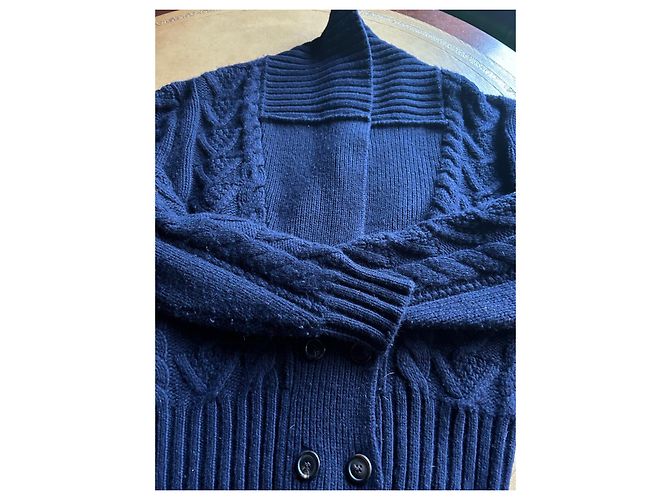 Eric Bompard Marineblauer Wollcardigan mit Zöpfen - Ansicht 10