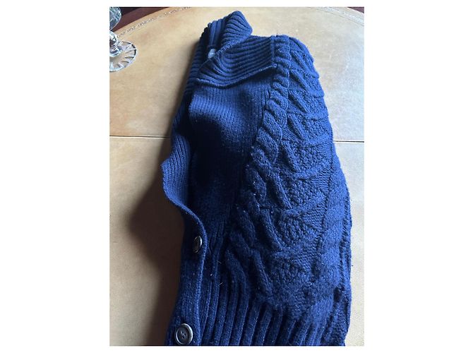 Eric Bompard Marineblauer Wollcardigan mit Zöpfen - Ansicht 13
