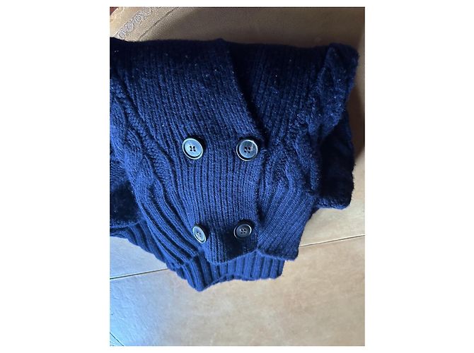 Eric Bompard Marineblauer Wollcardigan mit Zöpfen - Ansicht 2