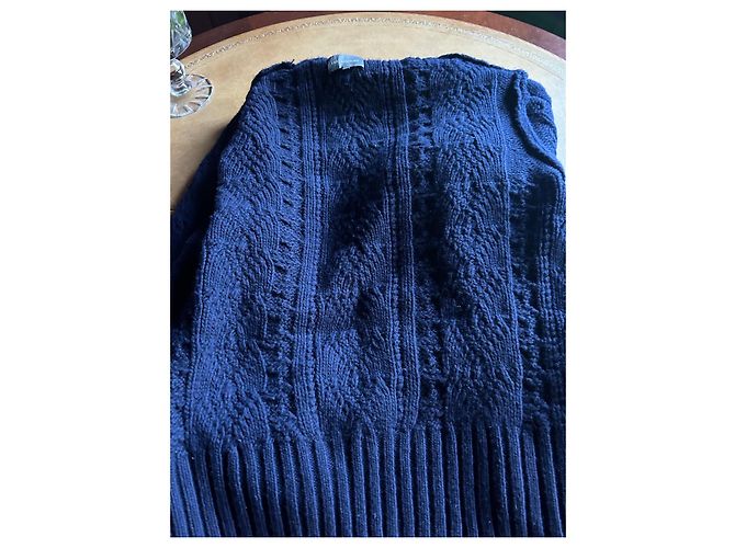Eric Bompard Marineblauer Wollcardigan mit Zöpfen - Ansicht 3