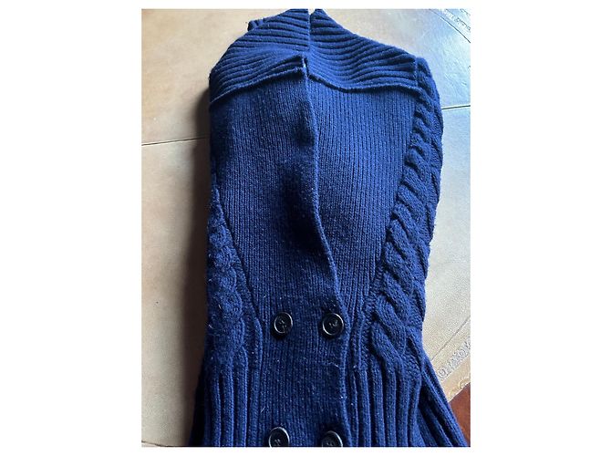 Eric Bompard Marineblauer Wollcardigan mit Zöpfen - Ansicht 4
