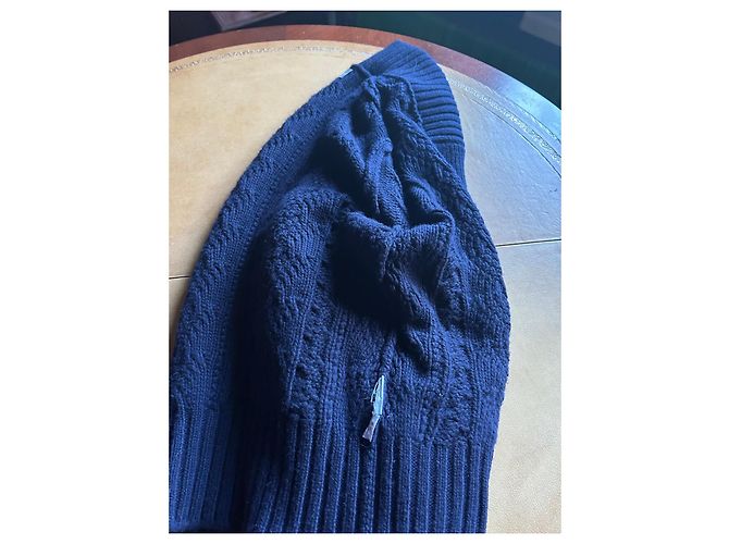Eric Bompard Marineblauer Wollcardigan mit Zöpfen - Ansicht 6