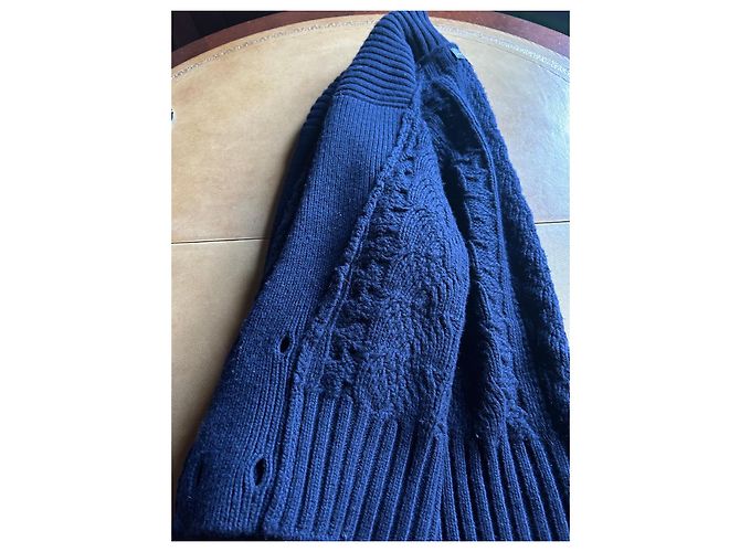 Eric Bompard Marineblauer Wollcardigan mit Zöpfen - Ansicht 7