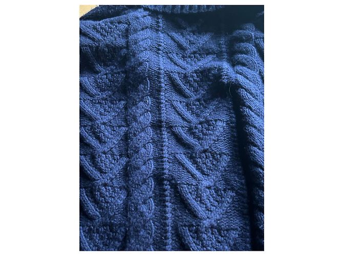 Eric Bompard Marineblauer Wollcardigan mit Zöpfen - Ansicht 9
