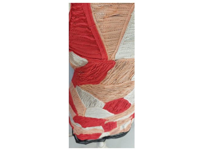 Autre Marque Almatrichi Patchwork Kleid Schwarz Rot Beige Roh - Ansicht 6