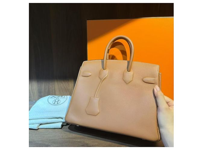 Bolso de mano Hermès Birkin 25 Shadow piel marrón dorado Castaño - vista 2