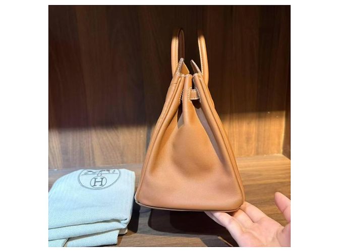Bolso de mano Hermès Birkin 25 Shadow piel marrón dorado Castaño - vista 4