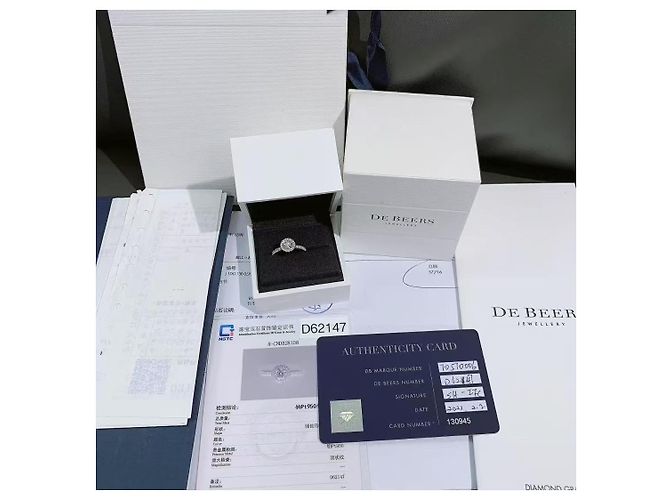 De Beers Diamantring 0,55 Karat Größe 49 Silber - Ansicht 4