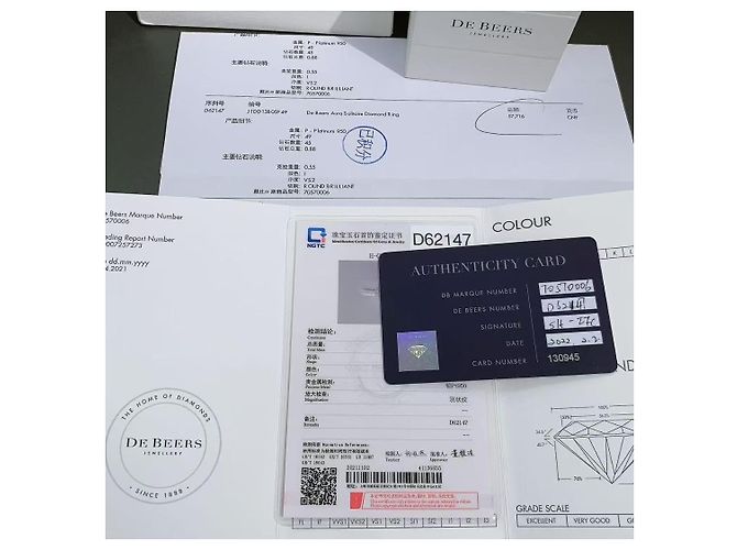 De Beers Diamantring 0,55 Karat Größe 49 Silber - Ansicht 5