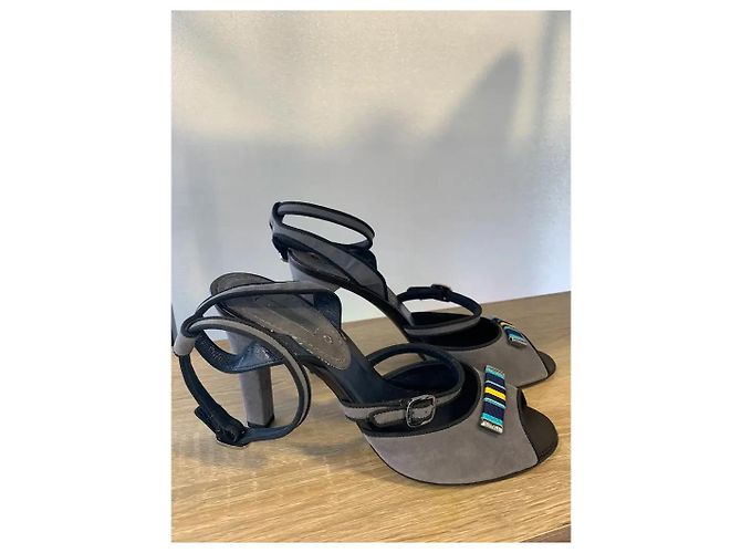 Sandali Céline in suede grigio taglia 40 - vista 5