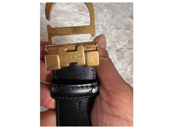 Dior Ledergürtel mit CD Schnalle Schwarz Gold Golden - Ansicht 4