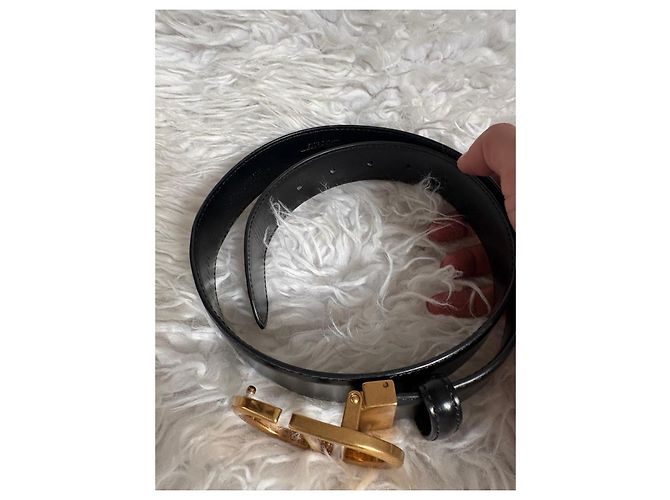 Dior Ledergürtel mit CD Schnalle Schwarz Gold Golden - Ansicht 5