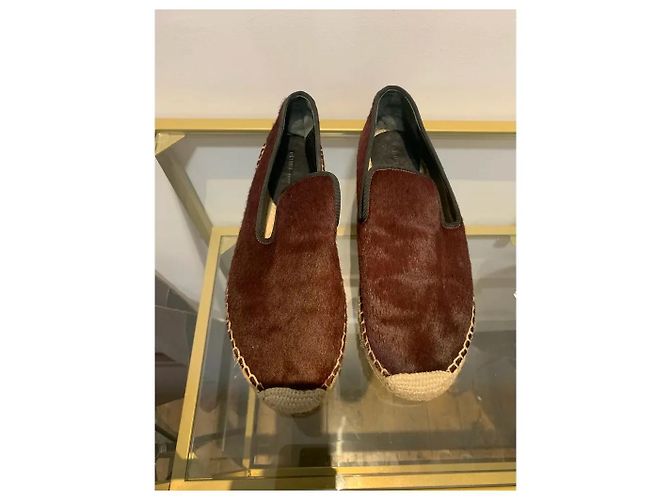 Espadrillas Céline in vitello pony bordeaux 37 Bordò - vista 2
