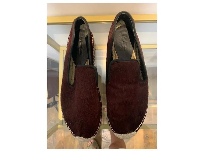 Espadrillas Céline in vitello pony bordeaux 37 Bordò - vista 3