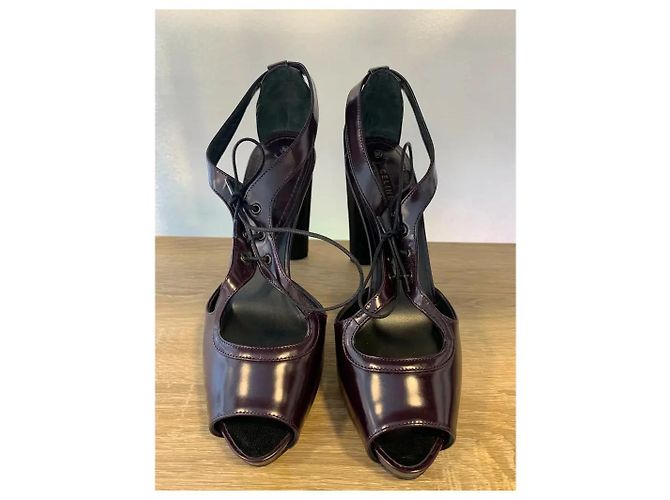 Céline Sandalen dunkelviolettes Lackleder 38 - Ansicht 2